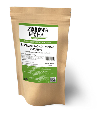 Bezglutenowa mąka ryżowa, pełnoziarnista ŚWIEŻO MIELONA 500g
